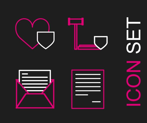 Set line document mail and e-mail judge gavel vector image