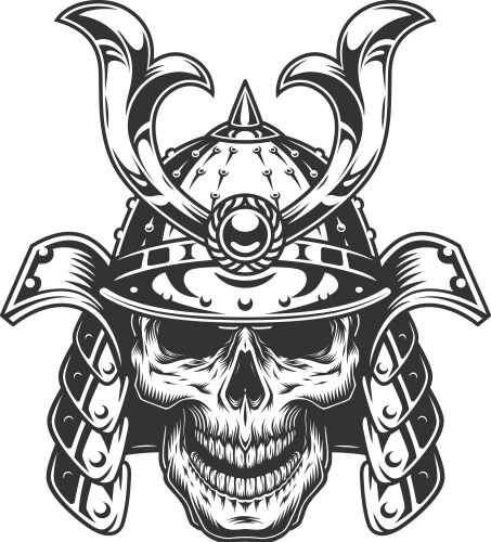 Samurai Skull Helmet Vector Image
