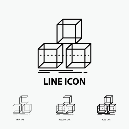 Arrange design stack 3d box icon in thin regular vector image