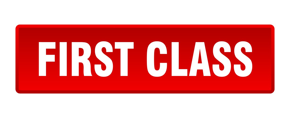 First class button square red push vector image