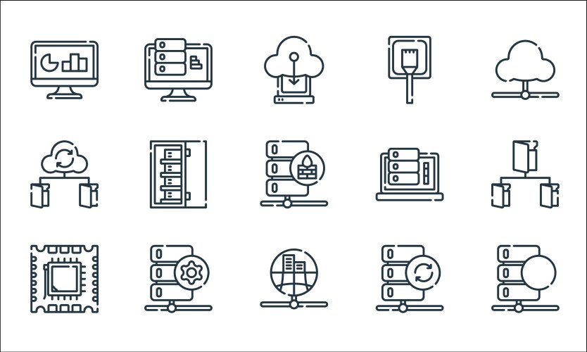 Database and servers line icons linear set vektorbild