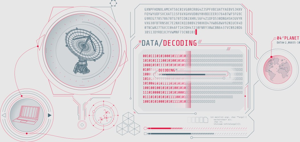 Interface screen for decoding radio telescope data vector image