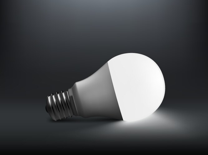 3d led light bulb with shadow on floor vector image