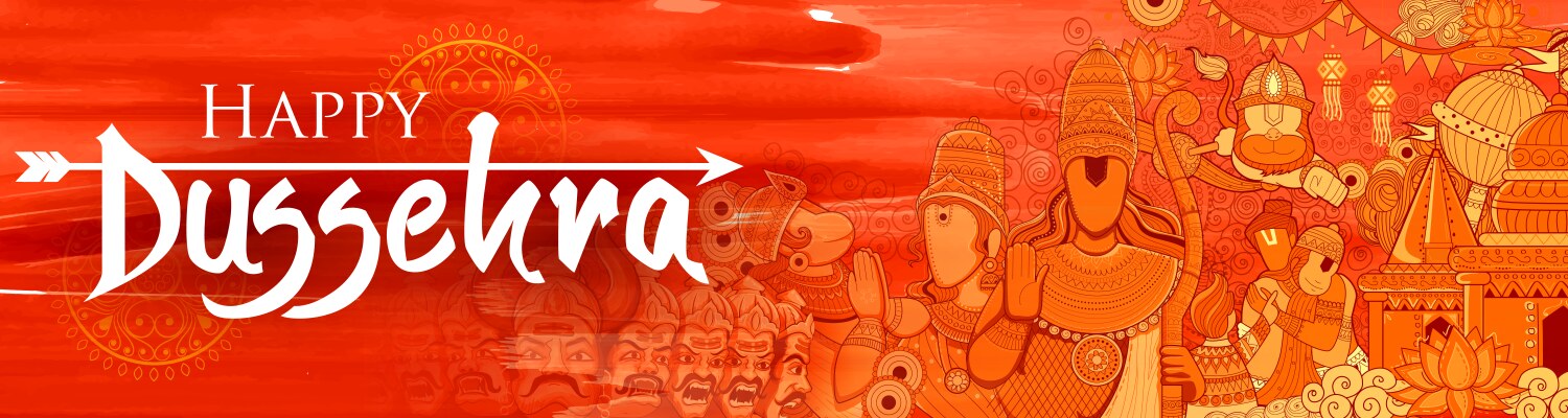 Dussehra Gods: Ram, Sita, Hanuman & Ravana Vector Image
