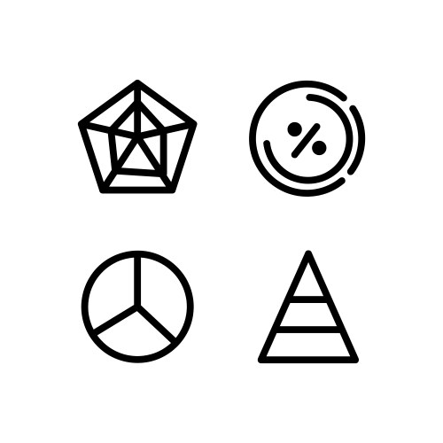 Linear graph and chart icons design isolated vector image