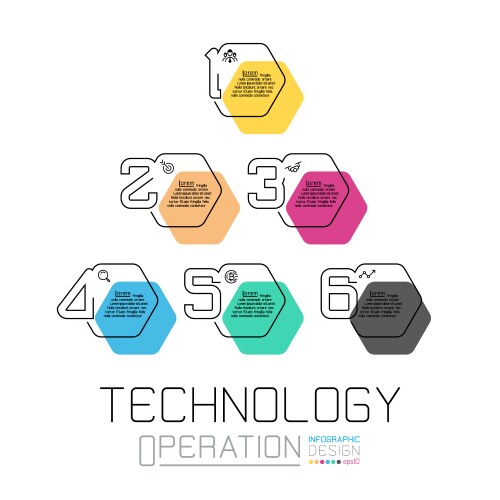 Black line minimal infographic design on hexagon vector image