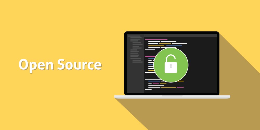 Open source code program technology software vector image