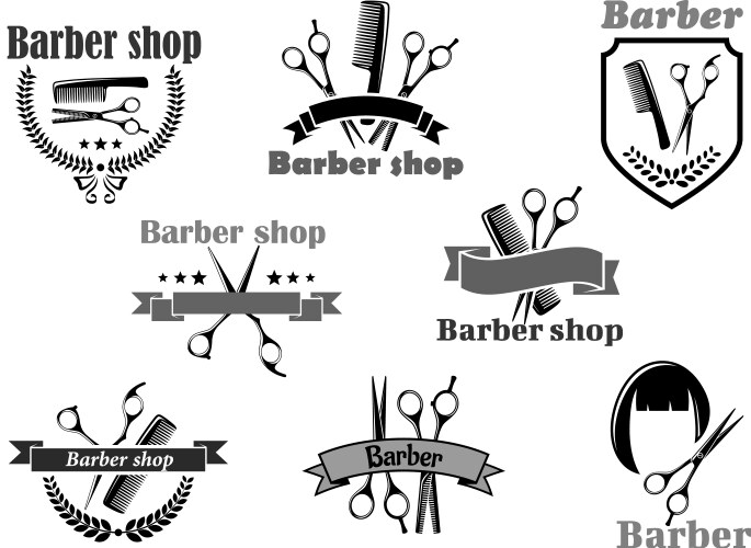 Barber Shop Icon Set Vector Image