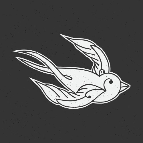 Vintage School Bird Tattoo Vector Image