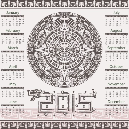 calendar in aztec style vector