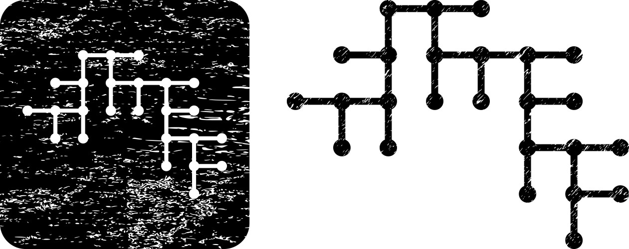 Textured binary circuit subtracted imprint vector image