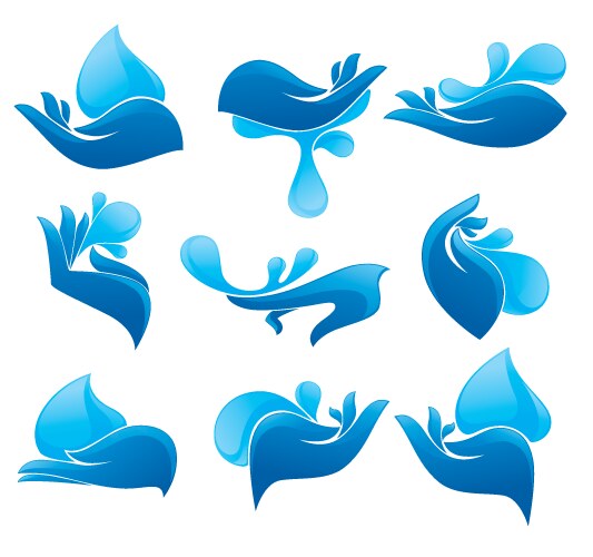 Water elements icons Royalty Free Vector Image