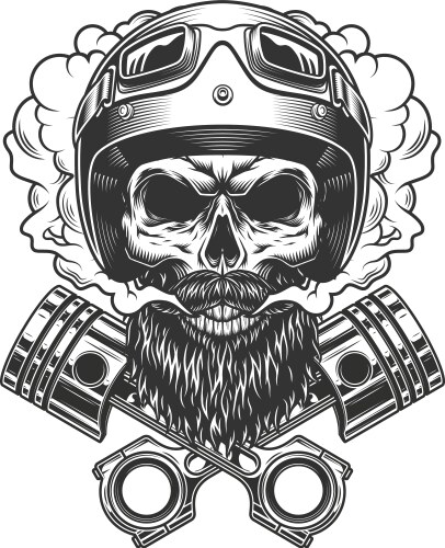 Motorcycle Skull with Pistons Vector Image