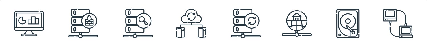 Database and servers line icons linear set vektorbild