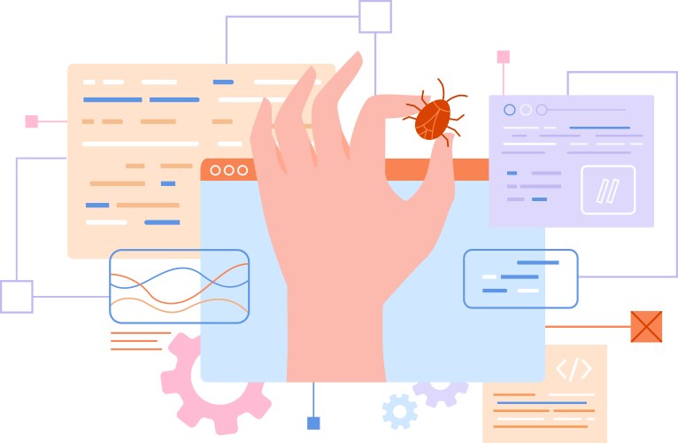 Hand bug fixing technical programmer fix leak vector image