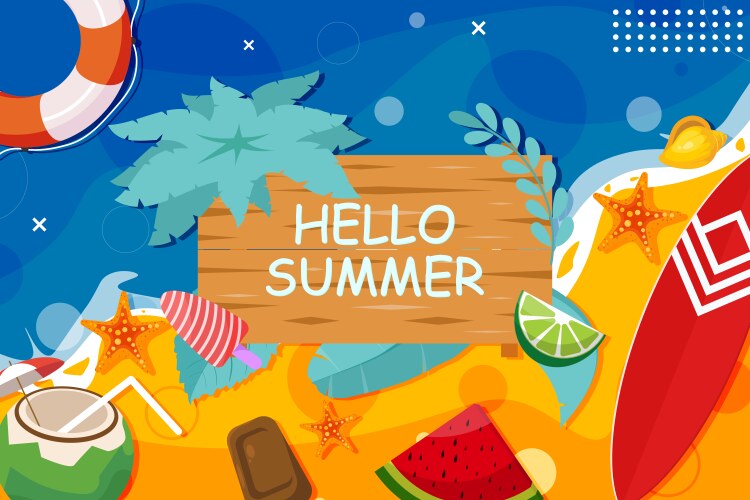 Summer beach top view elements background Vector Image