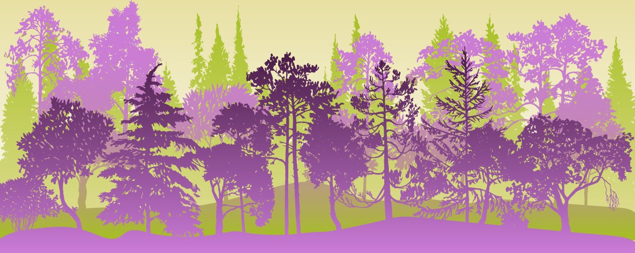 Landscape with pine trees Royalty Free Vector Image