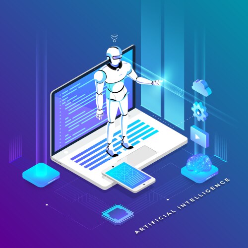 Isometric artificial intelligence ai vector image