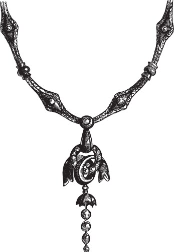 Necklace and earring set vintage engraving Vector Image