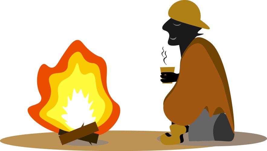 Bonfire and man or color Vector Image
