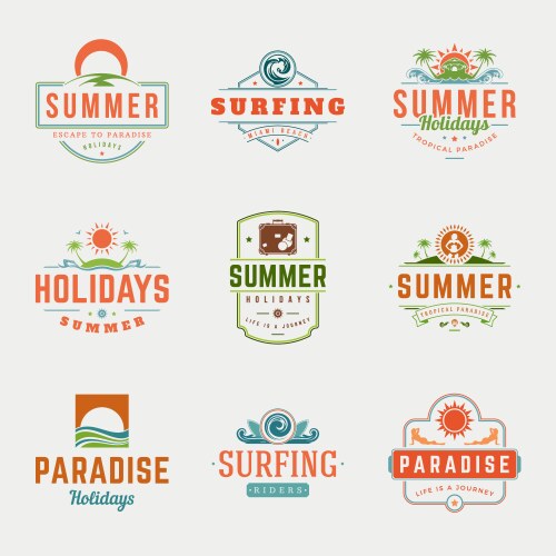 Summer holidays labels or badges retro typography vector image