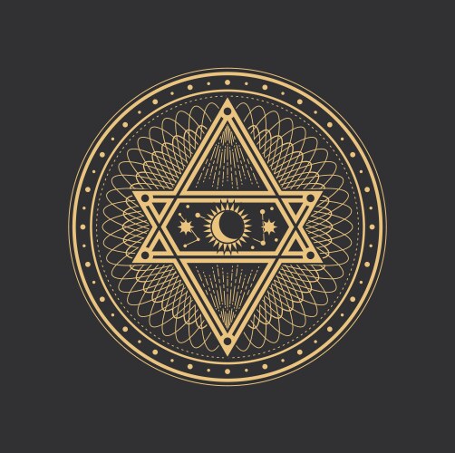 Tarot pentagram moon sun and star magic symbols Vector Image