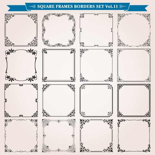 Decorative frames and borders square set Vector Image