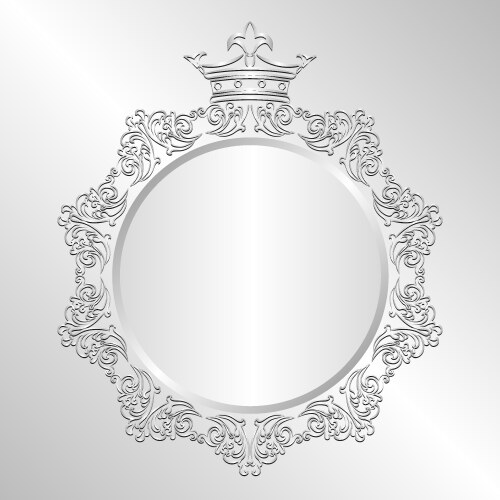 Silver pattern with swirls and pearl frame Vector Image