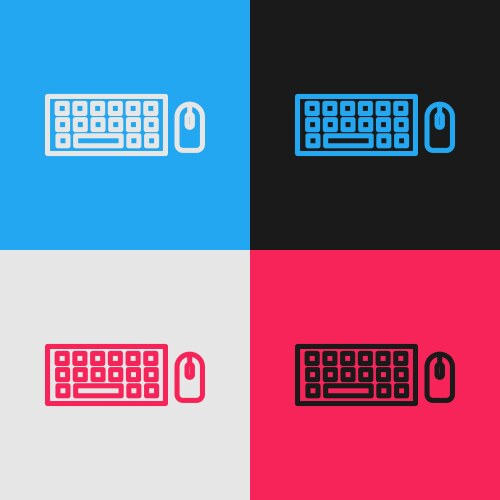 Pop art line computer keyboard and mouse icon vector image