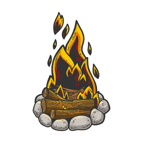 Bonfire color sketch Vector Image