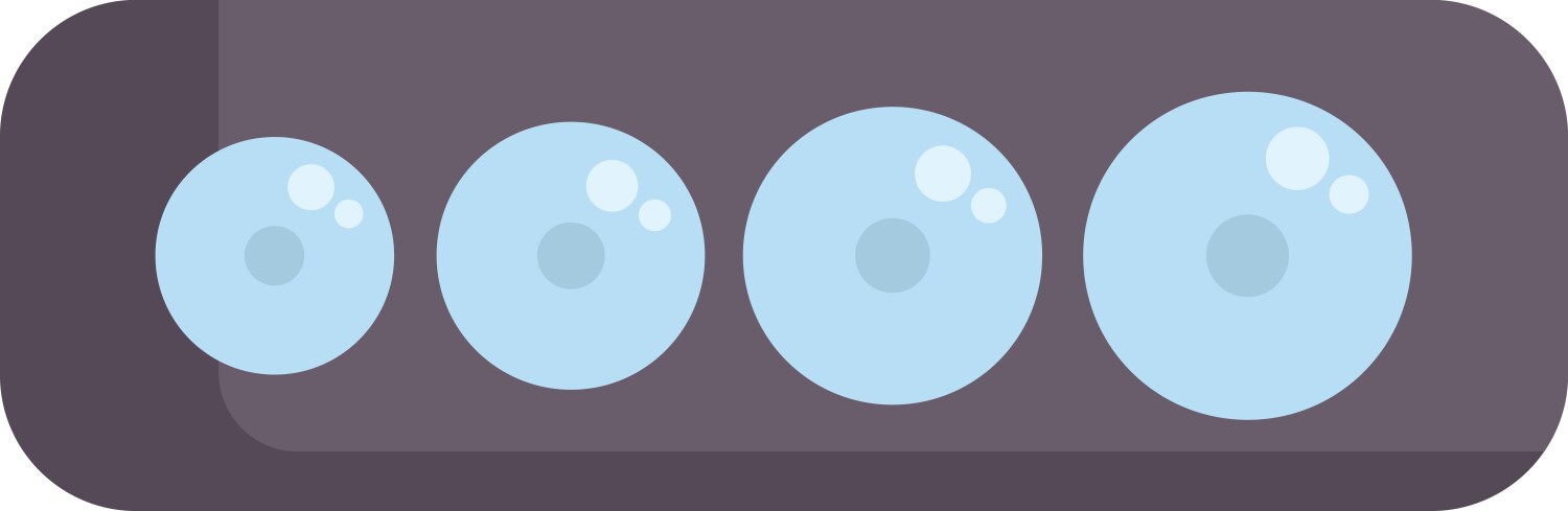 Loading bar showing progress with four bubbles vector image