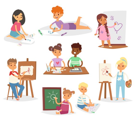 Children in the lesson Royalty Free Vector Image