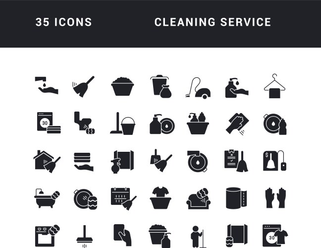 Set of simple icons cleaning service vector image