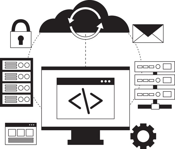 Cloud computing coding computer databse vector image