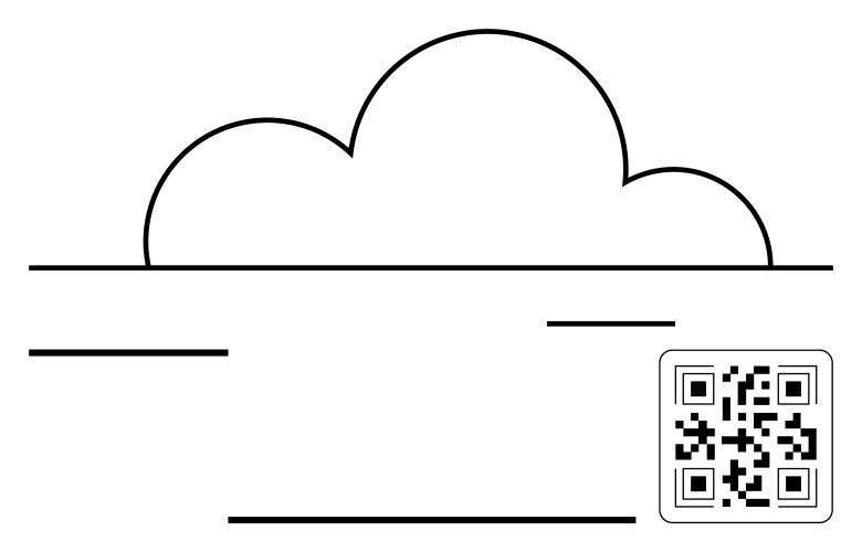 Cloud shape with qr code and simple horizontal vector image