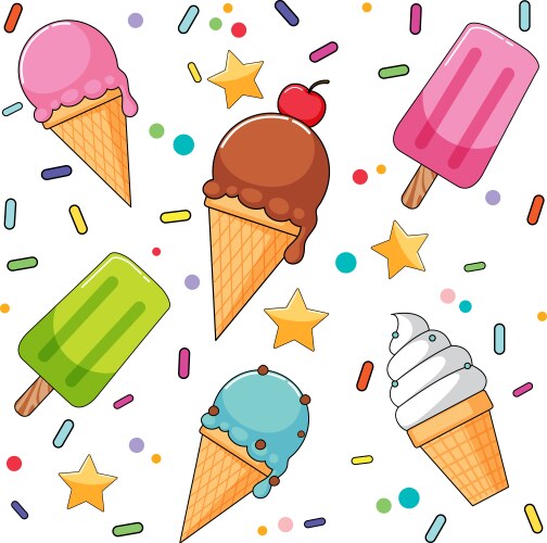 Pattern of cute kawaii style ice cream bars Vector Image