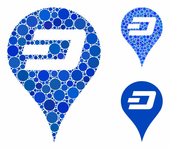 Dashcoin map pointer mosaic icon circles vector image