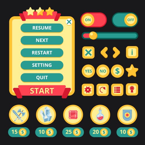 Vector Game Interface Game interface Royalty Free Vector Image - VectorStock