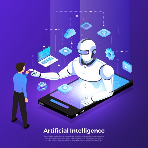 isometric artificial intelligence ai vector image