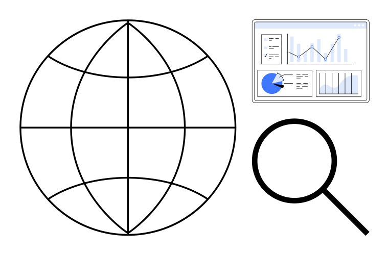 Global data analysis with graphs and charts vector image
