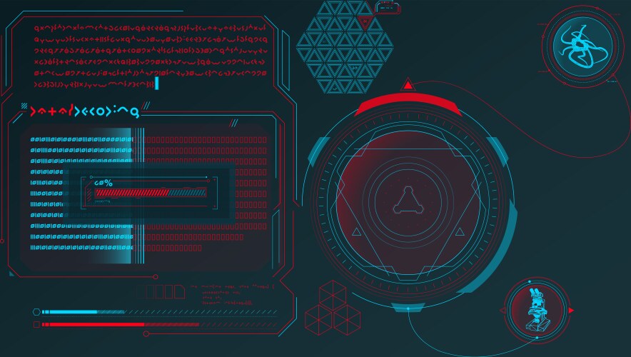 sci-fi hud interface for data research vector image