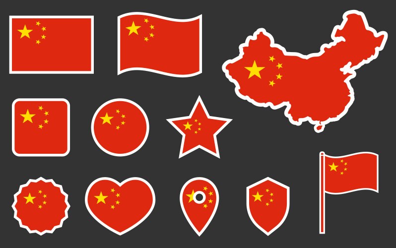 chinese flag symbols set china national vector image