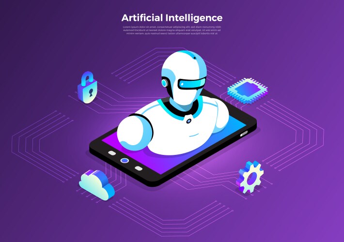 Isometric artificial intelligence ai vector image