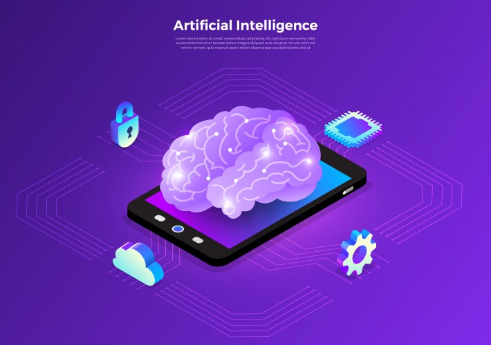 isometric artificial intelligence ai vector image