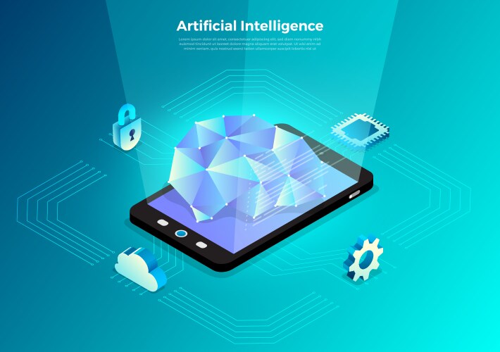 Isometric artificial intelligence ai vector image