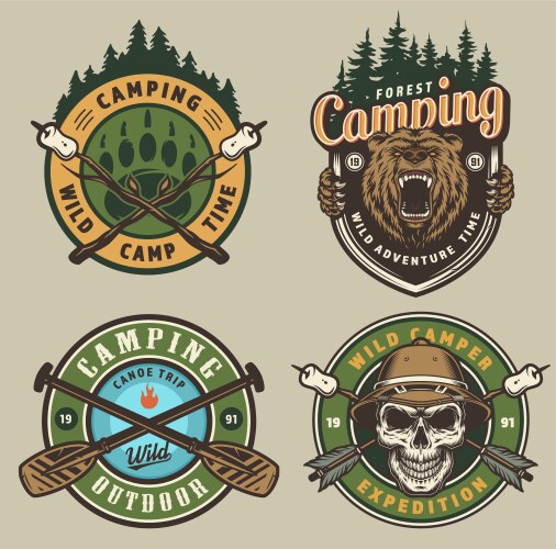 Vintage Summer Adventure Emblems Vector Image