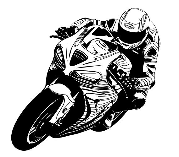 Motorcyclist emblem sketch hand drawn Vector Image