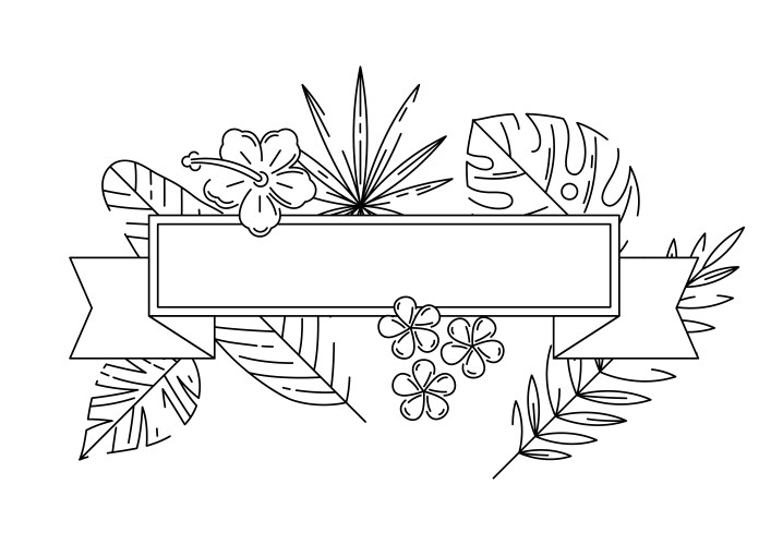 Ribbon with stylized palm leaves decorative image Vector Image