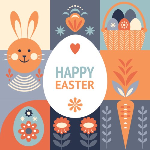 happy easter card design egg vector image