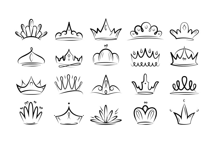 Set of different linear crowns Vector Image
